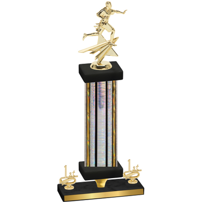 Premium Single Silver Glacier First Place Flag Football Trophy