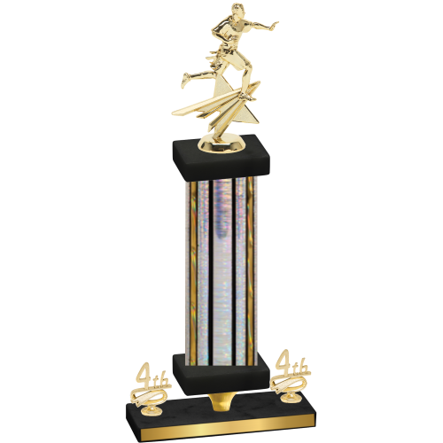 Premium Single Silver Glacier Fourth Place Flag Football Trophy