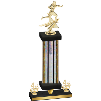 Premium Single Silver Glacier Fourth Place Flag Football Trophy