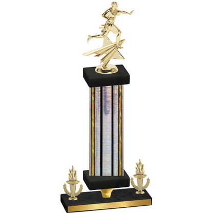 Premium Single Silver Glacier Victory Flag Football Trophy