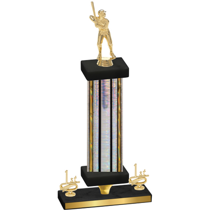 Premium Single Silver Glacier First Place Baseball Trophy