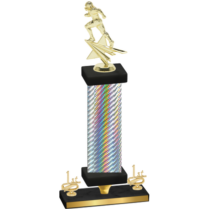 Premium Single Silver Carbon Fiber First Place Football Trophy