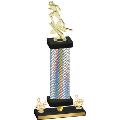 Premium Single Silver Carbon Fiber Third Place Football Trophy