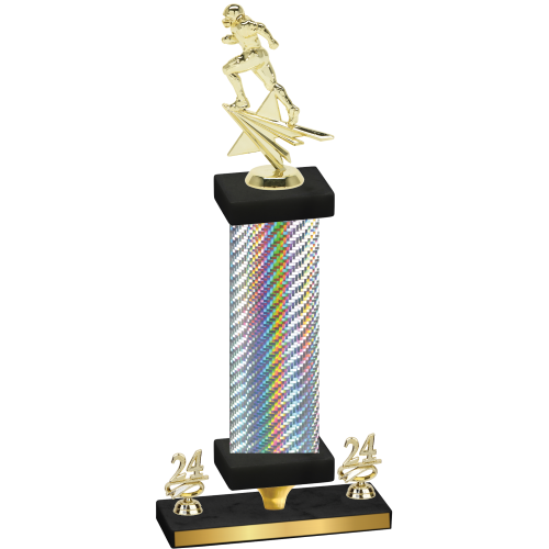 Premium Single Silver Carbon Fiber Year Football Trophy