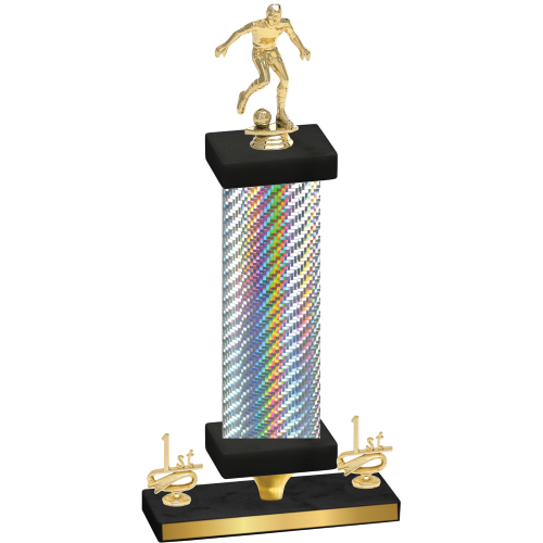 Premium Single Silver Carbon Fiber First Place Soccer Trophy