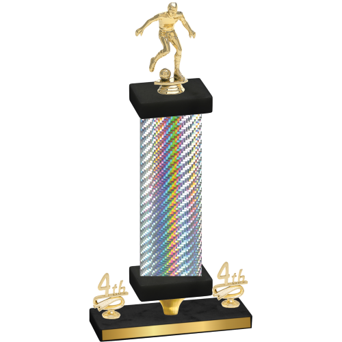 Premium Single Silver Carbon Fiber Fourth Place Soccer Trophy