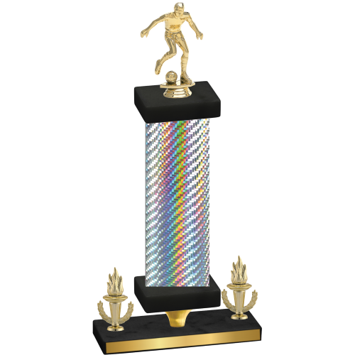 Premium Single Silver Carbon Fiber Victory Soccer Trophy