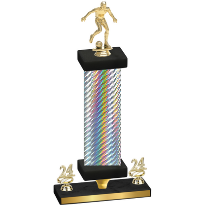 Premium Single Silver Carbon Fiber Year Soccer Trophy