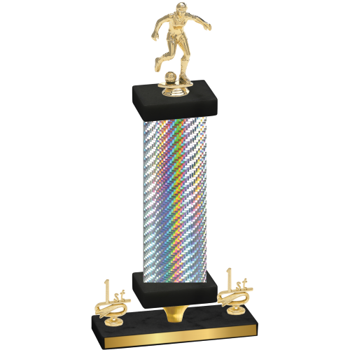 Premium Single Silver Carbon Fiber First Place Soccer Trophy