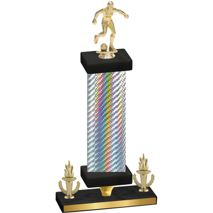 Premium Single Silver Carbon Fiber Victory Soccer Trophy