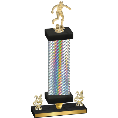 Premium Single Silver Carbon Fiber Year Soccer Trophy