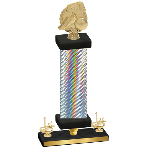 Premium Single Silver Carbon Fiber First Place Soccer Trophy