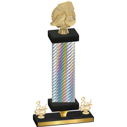 Premium Single Silver Carbon Fiber Third Place Soccer Trophy