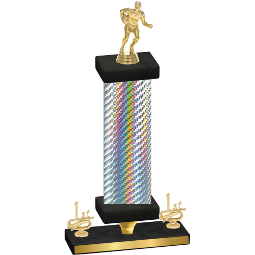 Premium Single Silver Carbon Fiber First Place Rugby Trophy