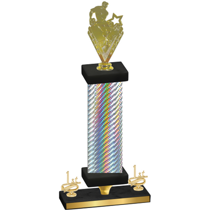 Premium Single Silver Carbon Fiber First Place Rugby Trophy