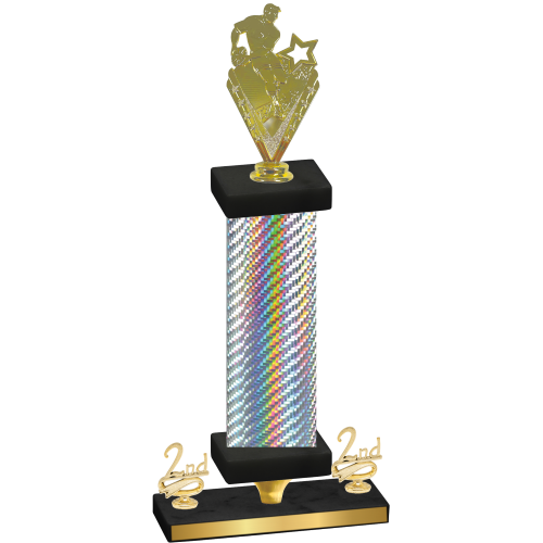 Premium Single Silver Carbon Fiber Second Place Rugby Trophy