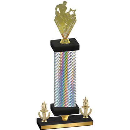 Premium Single Silver Carbon Fiber Victory Rugby Trophy