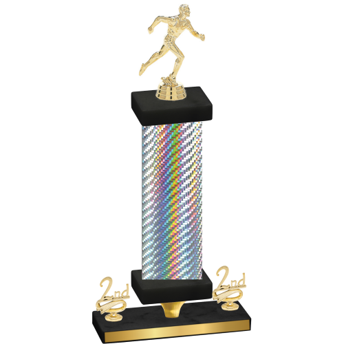 Premium Single Silver Carbon Fiber Second Place Running Trophy