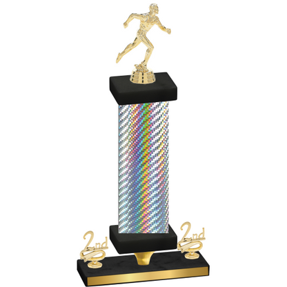 Premium Single Silver Carbon Fiber Second Place Running Trophy