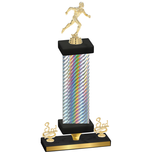 Premium Single Silver Carbon Fiber Third Place Running Trophy