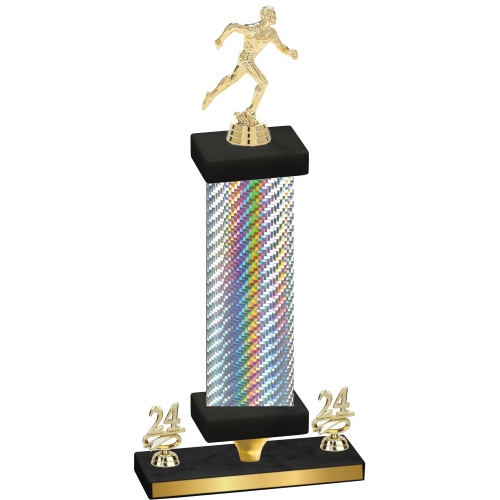 Premium Single Silver Carbon Fiber Year Running Trophy