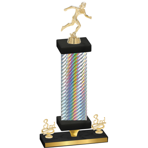 Premium Single Silver Carbon Fiber Third Place Running Trophy