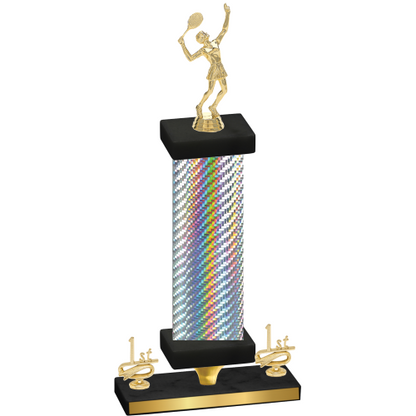 Premium Single Silver Carbon Fiber First Place Tennis Trophy