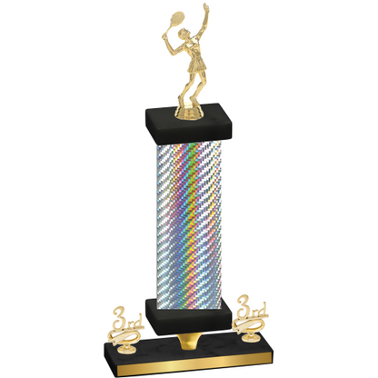 Premium Single Silver Carbon Fiber Third Place Tennis Trophy