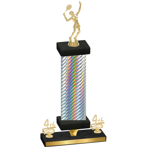 Premium Single Silver Carbon Fiber Fourth Place Tennis Trophy