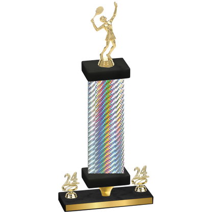 Premium Single Silver Carbon Fiber Year Tennis Trophy