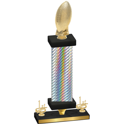 Premium Single Silver Carbon Fiber First Place Football Trophy