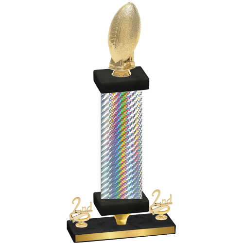 Premium Single Silver Carbon Fiber Second Place Football Trophy