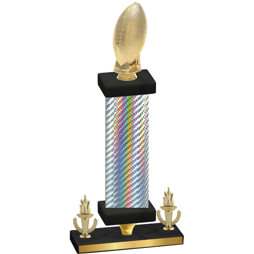 Premium Single Silver Carbon Fiber Victory Football Trophy