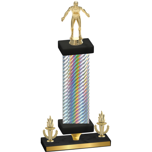 Premium Single Silver Carbon Fiber Victory Wrestling Trophy