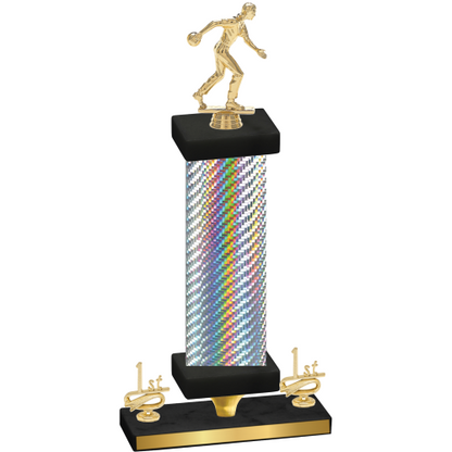 Premium Single Silver Carbon Fiber First Place Bowling Trophy