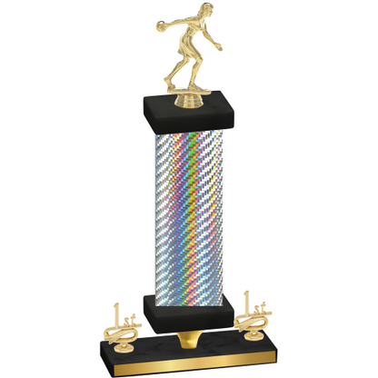 Premium Single Silver Carbon Fiber First Place Bowling Trophy