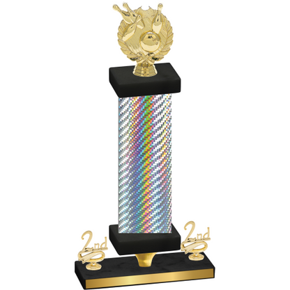 Premium Single Silver Carbon Fiber Second Place Bowling Trophy