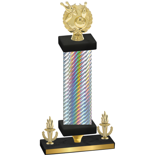 Premium Single Silver Carbon Fiber Victory Bowling Trophy