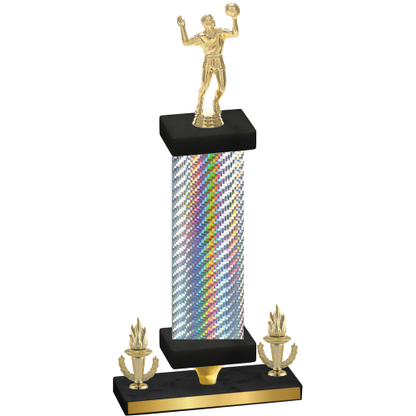 Premium Single Silver Carbon Fiber Victory Volleyball Trophy