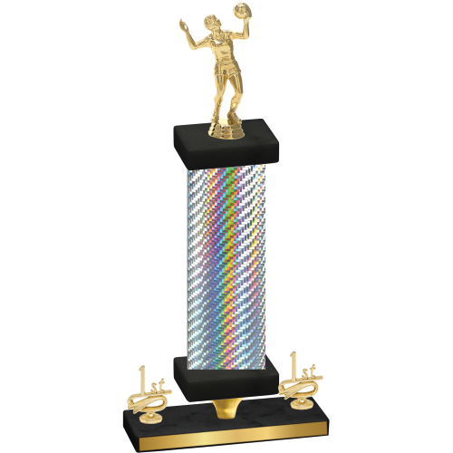 Premium Single Silver Carbon Fiber First Place Volleyball Trophy