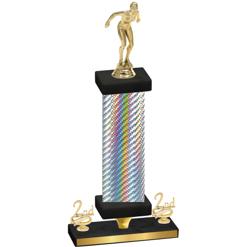 Premium Single Silver Carbon Fiber Second Place Tennis Trophy