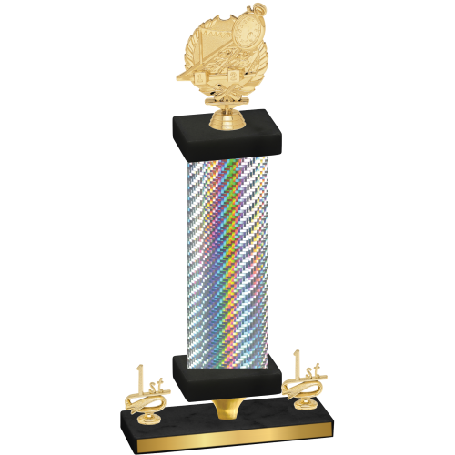 Premium Single Silver Carbon Fiber First Place Swimming Trophy