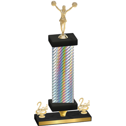 Premium Single Silver Carbon Fiber Second Place Cheerleading Trophy