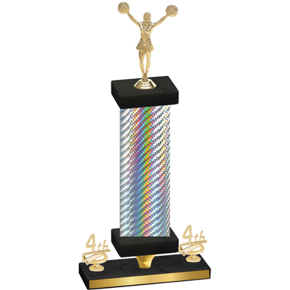 Premium Single Silver Carbon Fiber Fourth Place Cheerleading Trophy