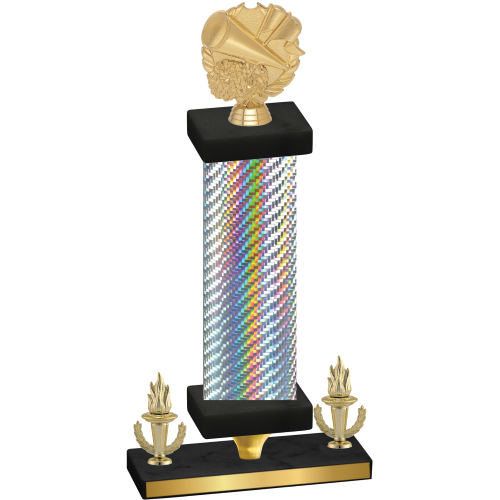 Premium Single Silver Carbon Fiber Victory Cheerleading Trophy