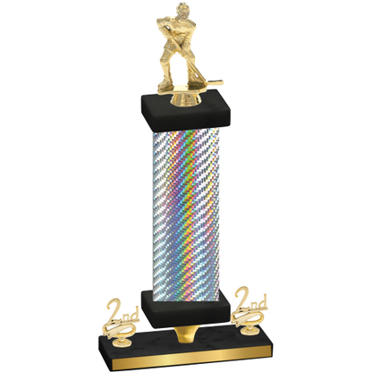 Premium Single Silver Carbon Fiber Second Place Hockey Trophy