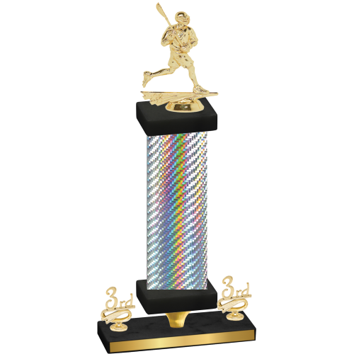 Premium Single Silver Carbon Fiber Third Place Lacrosse Trophy