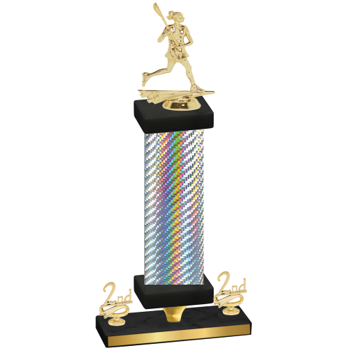 Premium Single Silver Carbon Fiber Second Place Lacrosse Trophy