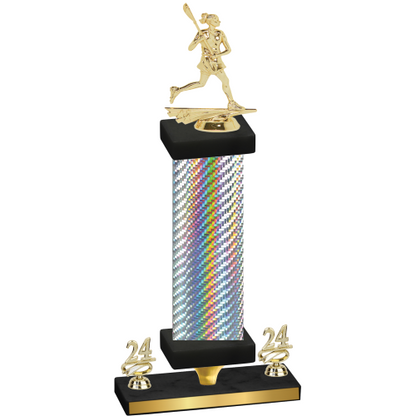 Premium Single Silver Carbon Fiber Year Lacrosse Trophy