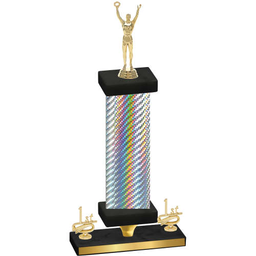 Premium Single Silver Carbon Fiber First Place Victory Trophy